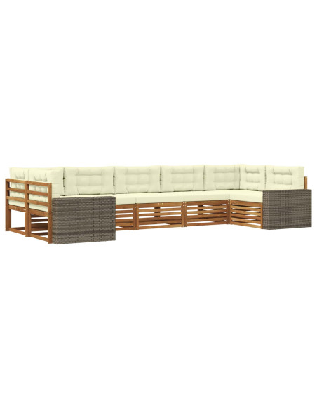 Set di divani da esterno con cuscino 7 pcs Naturale e Crema