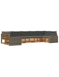 Set di divani da esterno con cuscino 7 pcs Naturale e Antracite