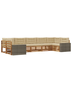 Set di divani da esterno con cuscino 7 pcs Naturale e Beige