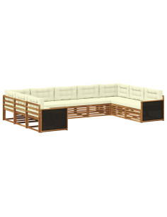 Set di divani da esterno con cuscino 9 pcs Naturale e Crema
