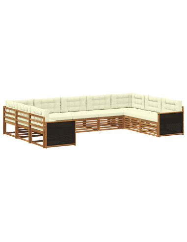 Set di divani da esterno con cuscino 9 pcs Naturale e Crema