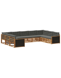 Set di divani da esterno con cuscino 9 pcs Naturale e Antracite