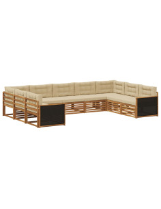 Set di divani da esterno con cuscino 9 pcs Naturale e Beige