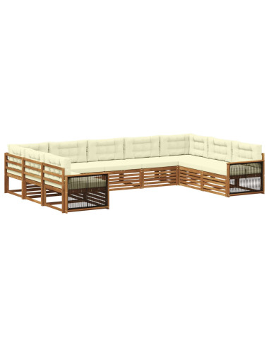 Set di divani da esterno con cuscino 9 pcs Naturale e Crema