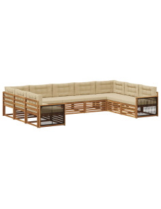 Set di divani da esterno con cuscino 9 pcs Naturale e Beige
