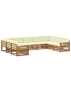 Set di divani da esterno con cuscino 9 pcs Naturale e Crema