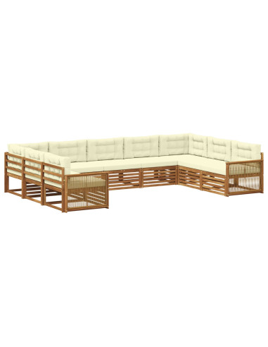 Set di divani da esterno con cuscino 9 pcs Naturale e Crema