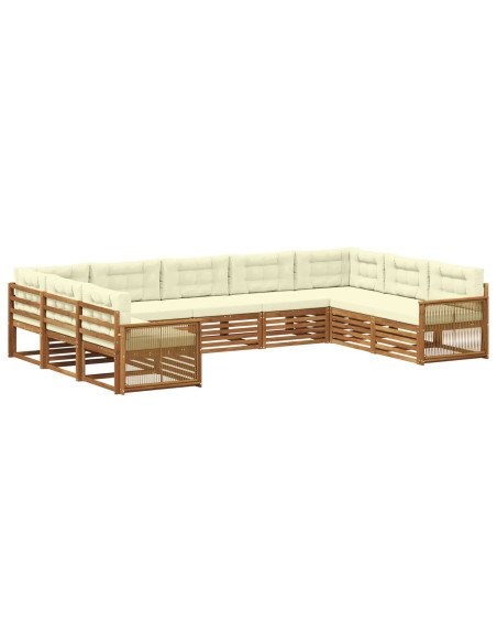 Set di divani da esterno con cuscino 9 pcs Naturale e Crema