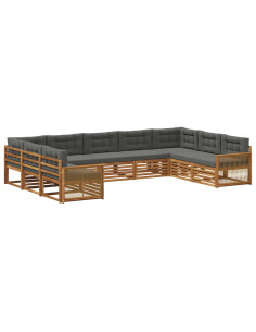 Set di divani da esterno con cuscino 9 pcs Naturale e Antracite