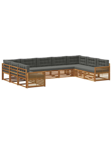 Set di divani da esterno con cuscino 9 pcs Naturale e Antracite