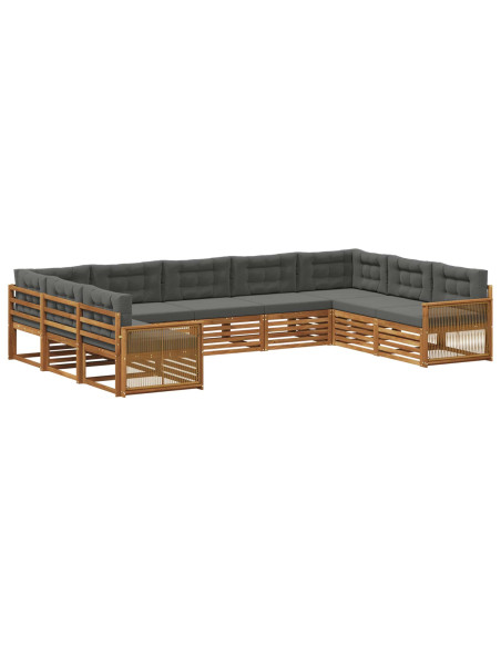 Set di divani da esterno con cuscino 9 pcs Naturale e Antracite