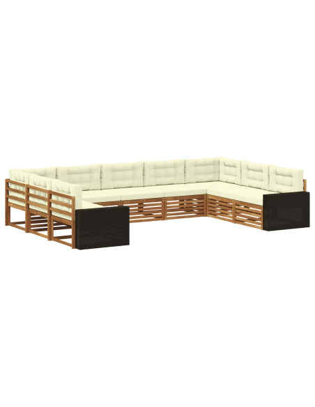 Set di divani da esterno con cuscino 9 pcs Naturale e Crema