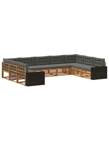 Set di divani da esterno con cuscino 9 pcs Naturale e Antracite