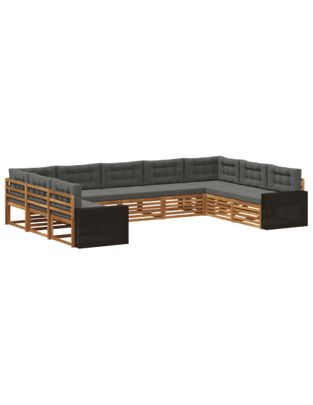 Set di divani da esterno con cuscino 9 pcs Naturale e Antracite
