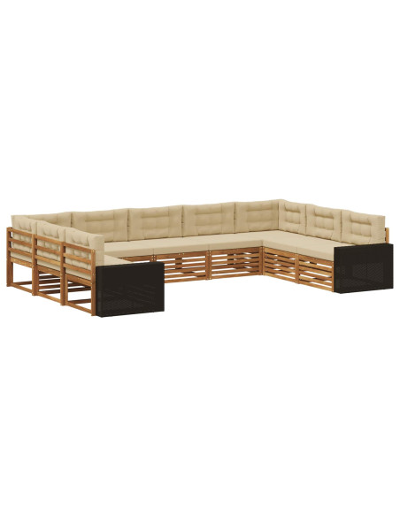 Set di divani da esterno con cuscino 9 pcs Naturale e Beige
