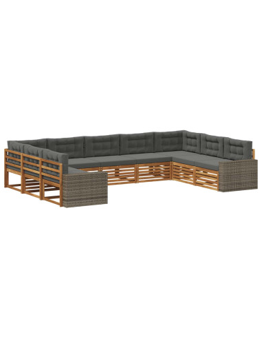 Set di divani da esterno con cuscino 9 pcs Naturale e Antracite