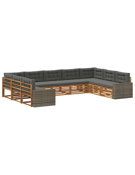 Set di divani da esterno con cuscino 9 pcs Naturale e Antracite