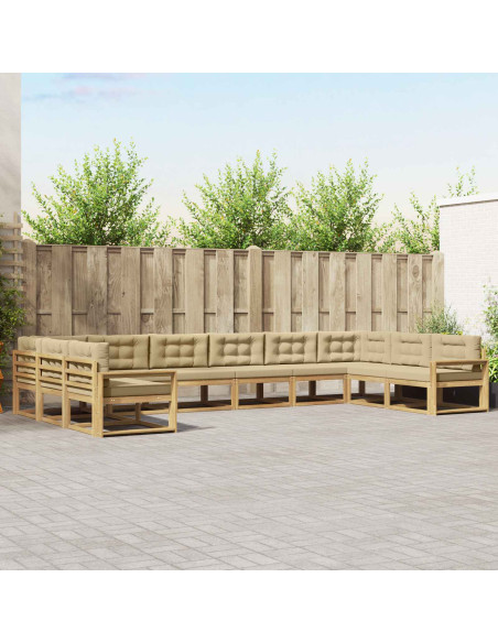 Set di divani da esterno con cuscino 10 pcs Bianco e Beige