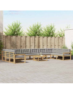 Set di divani da esterno 11 pcs Bianco e Grigio Chiaro