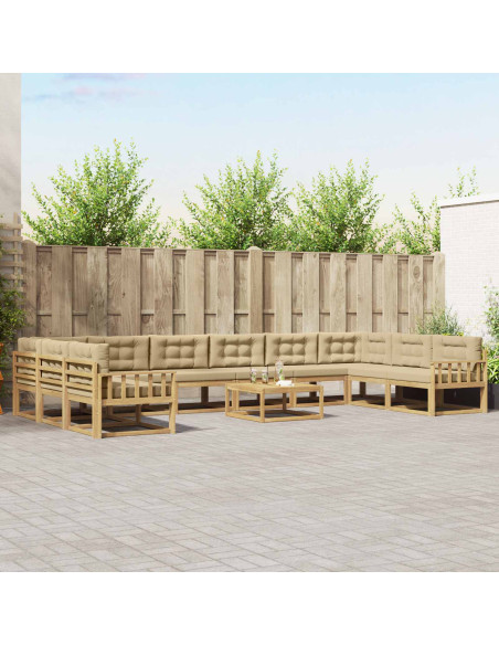 Set di divani da esterno con cuscino 11 pcs Bianco e Beige