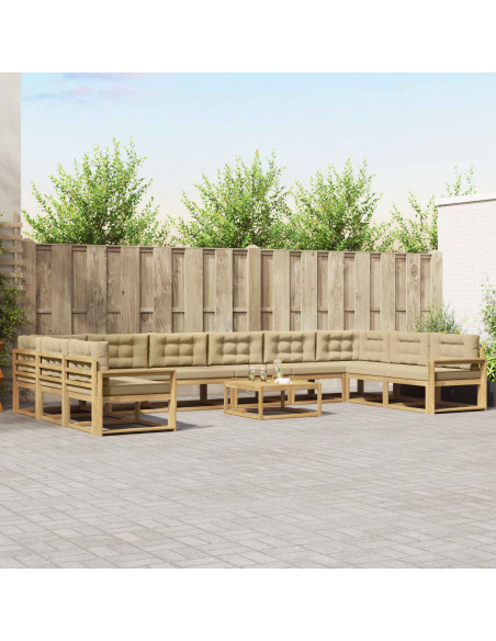Set di divani da esterno con cuscino 11 pcs Bianco e Beige