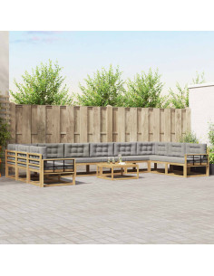 Set di divani da esterno 11 pcs Bianco e Grigio Chiaro