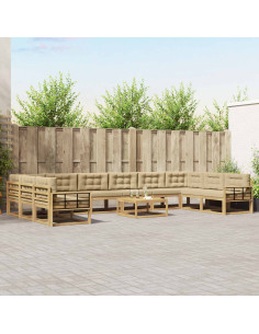 Set di divani da esterno con cuscino 11 pcs Bianco e Beige