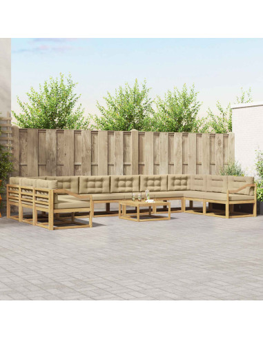 Set di divani da esterno con cuscino 11 pcs Bianco e Beige