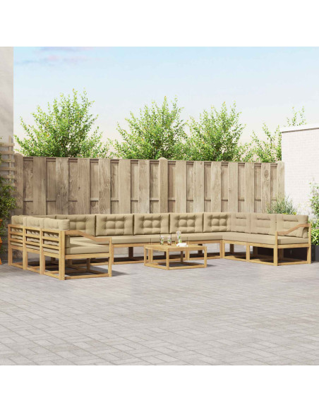 Set di divani da esterno con cuscino 11 pcs Bianco e Beige