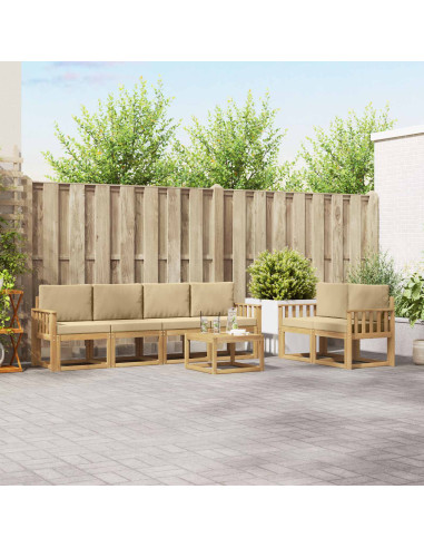 Set di divani da esterno con cuscino 7 pcs Bianco e Beige