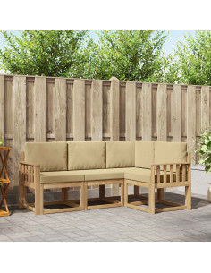 Set di divani da esterno con cuscino 4 pcs Bianco e Beige