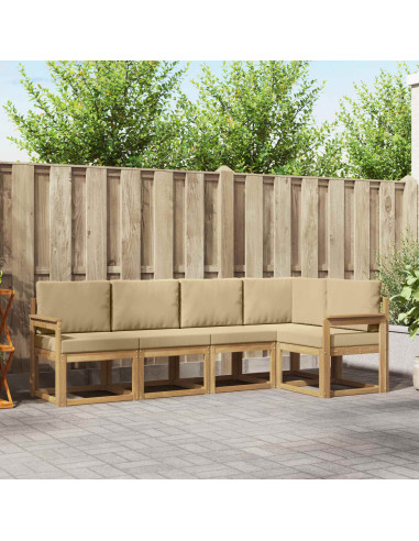 Set di divani da esterno con cuscino 5 pcs Bianco e Beige