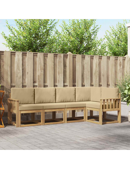 Set di divani da esterno con cuscino 5 pcs Bianco e Beige