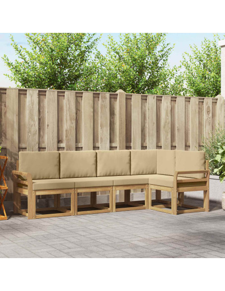 Set di divani da esterno con cuscino 5 pcs Bianco e Beige