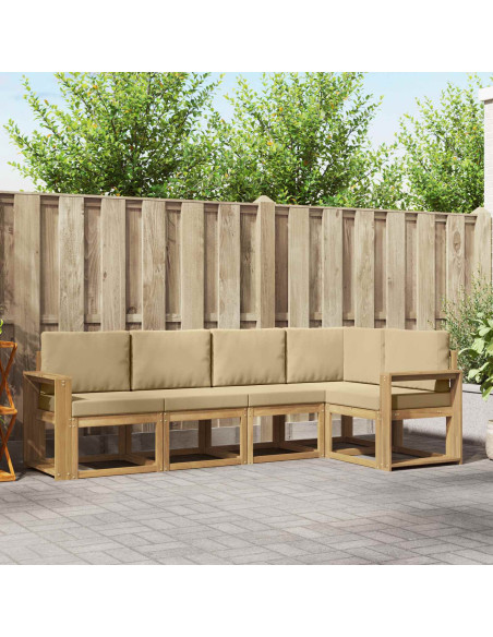 Set di divani da esterno con cuscino 5 pcs Bianco e Beige