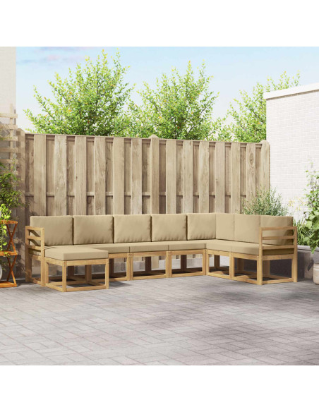 Set di divani da esterno con cuscino 8 pcs Bianco e Beige