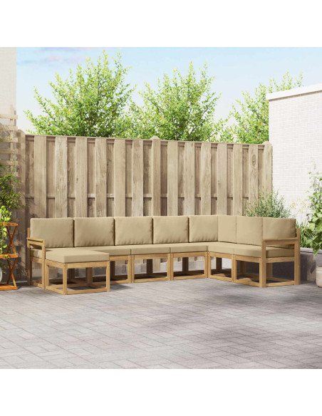Set di divani da esterno con cuscino 8 pcs Bianco e Beige