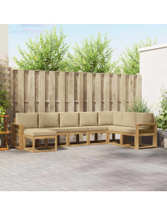 Set di divani da esterno con cuscino 8 pcs Bianco e Beige