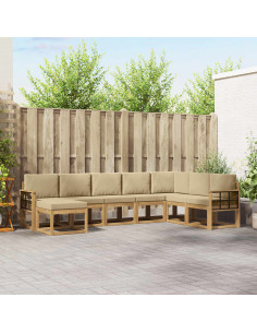 Set di divani da esterno con cuscino 8 pcs Bianco e Beige