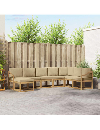 Set di divani da esterno con cuscino 8 pcs Bianco e Beige