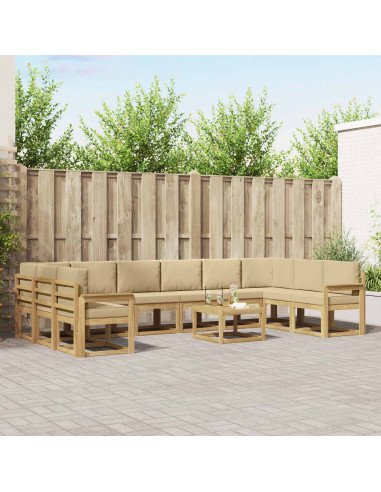 Set di divani da esterno con cuscino 11 pcs Bianco e Beige
