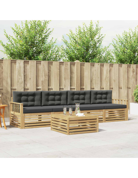 Set di divani da esterno con cuscino 5 pcs Bianco e Antracite
