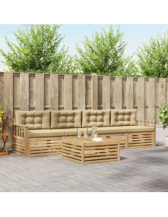 Set di divani da esterno con cuscino 5 pcs Bianco e Beige