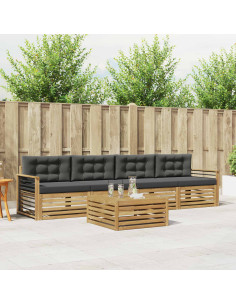 Set di divani da esterno con cuscino 5 pcs Bianco e Antracite