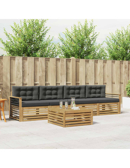 Set di divani da esterno con cuscino 5 pcs Bianco e Antracite