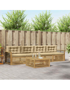 Set di divani da esterno con cuscino 5 pcs Bianco e Beige