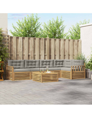 Set di divani da esterno 6 pcs Bianco e Grigio Chiaro