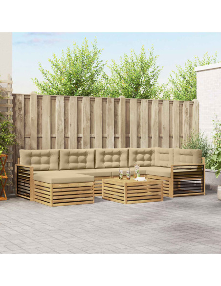 Set di divani da esterno con cuscino 7 pcs Bianco e Beige