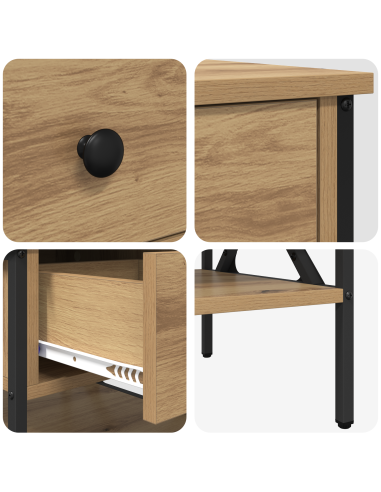 Comodino con cassetto rovere artigianale 40 x 42 x 45 cm