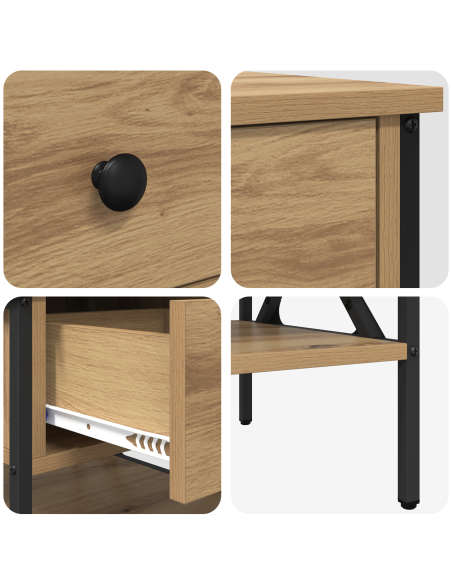 Comodino con cassetto rovere artigianale 40 x 42 x 45 cm